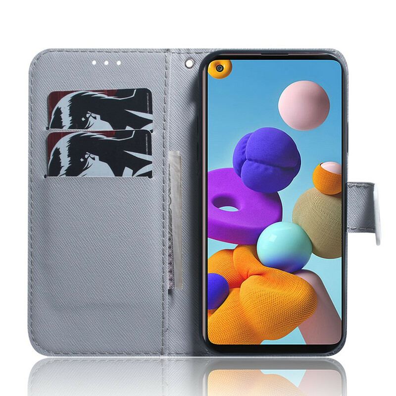 Capa Flip Para Samsung Galaxy A21s Leão Sonhador