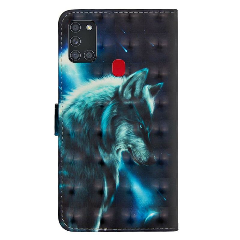 Capa Flip Para Samsung Galaxy A21s Lobo Majestoso