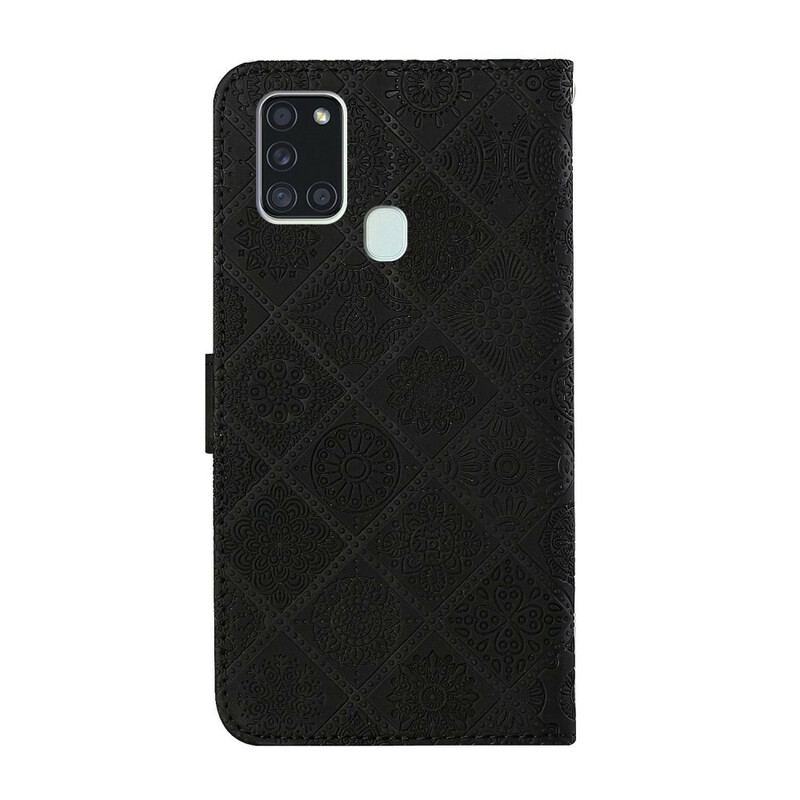 Capa Flip Para Samsung Galaxy A21s Padrão De Tapeçaria