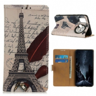 Capa Flip Para Samsung Galaxy A21s Torre Eiffel Do Poeta