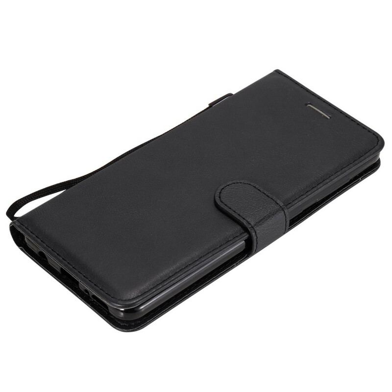 Capa Folio Para Samsung Galaxy A21s De Cordão Efeito De Couro Com Tiras