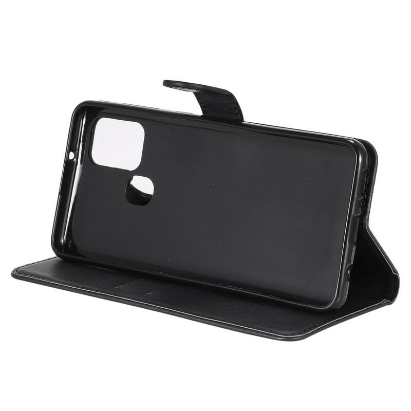 Capa Folio Para Samsung Galaxy A21s De Cordão Efeito De Couro Com Tiras