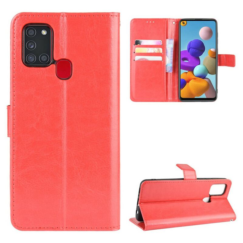 Capa Folio Para Samsung Galaxy A21s Couro Falso Chamativo