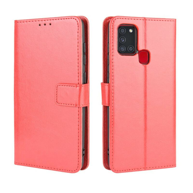 Capa Folio Para Samsung Galaxy A21s Couro Falso Chamativo