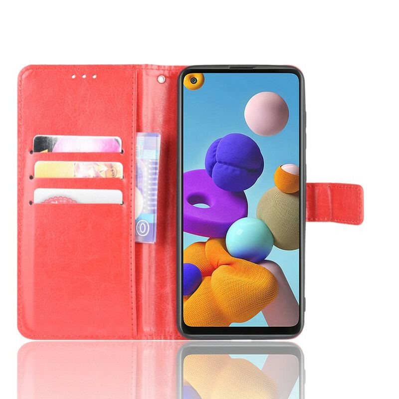 Capa Folio Para Samsung Galaxy A21s Couro Falso Chamativo