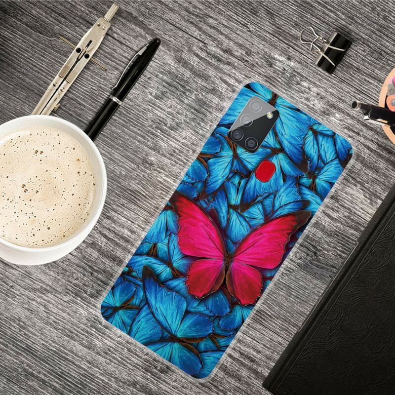 Capa Para Samsung Galaxy A21s Borboletas Flexíveis