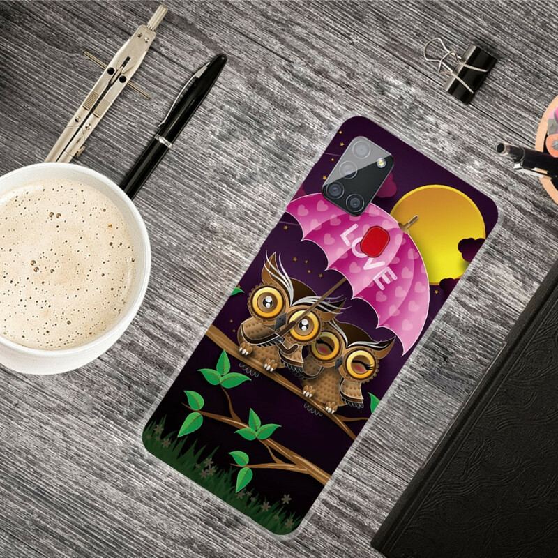 Capa Para Samsung Galaxy A21s Corujas Flexíveis Do Amor