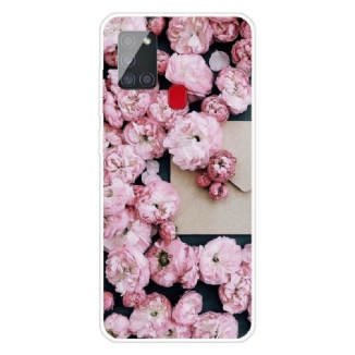 Capa Para Samsung Galaxy A21s Flores Intensas