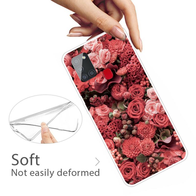 Capa Para Samsung Galaxy A21s Flores Intensas