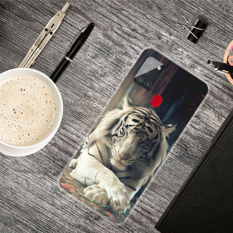 Capa Para Samsung Galaxy A21s Tigre Flexível