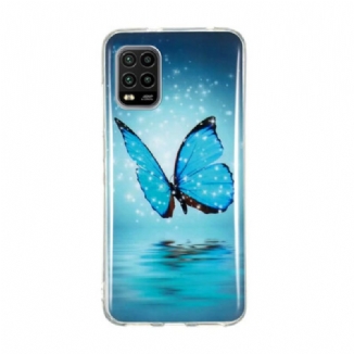 Capa De Celular Para Xiaomi Mi 10 Lite Borboleta Azul Fluorescente