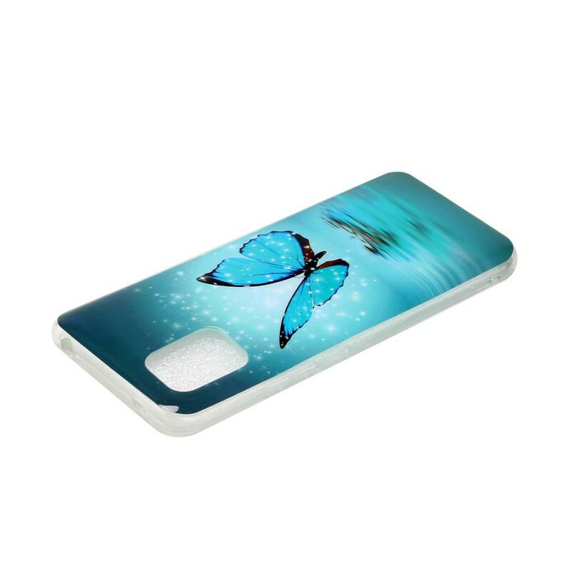 Capa De Celular Para Xiaomi Mi 10 Lite Borboleta Azul Fluorescente