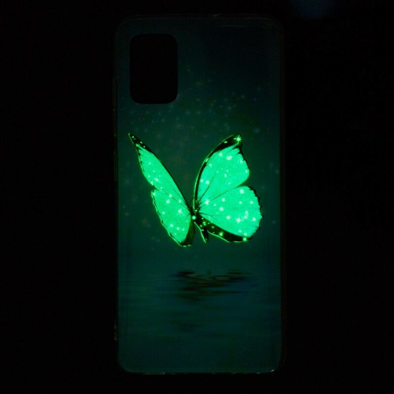 Capa De Celular Para Xiaomi Mi 10 Lite Borboleta Azul Fluorescente