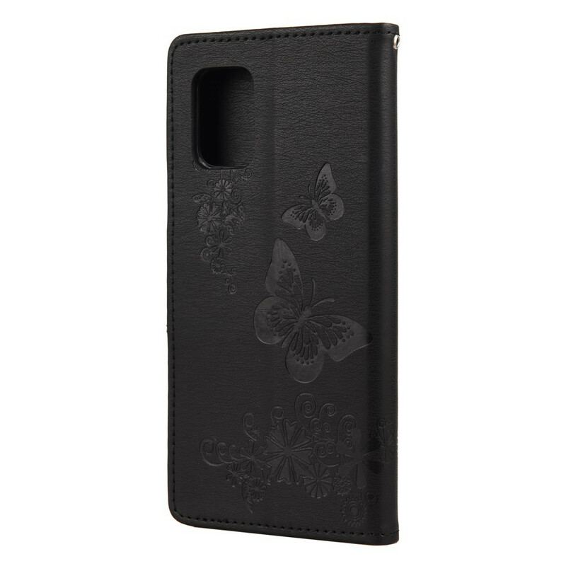 Capa Flip Para Xiaomi Mi 10 Lite Apenas Borboletas Com Cordão