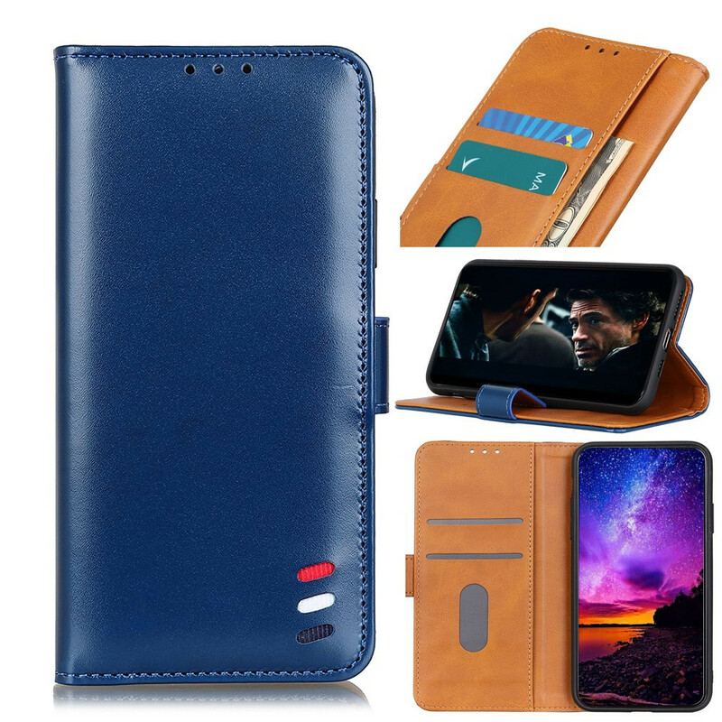 Capa Flip Para Xiaomi Mi 10 Lite Efeito Couro Tricolor