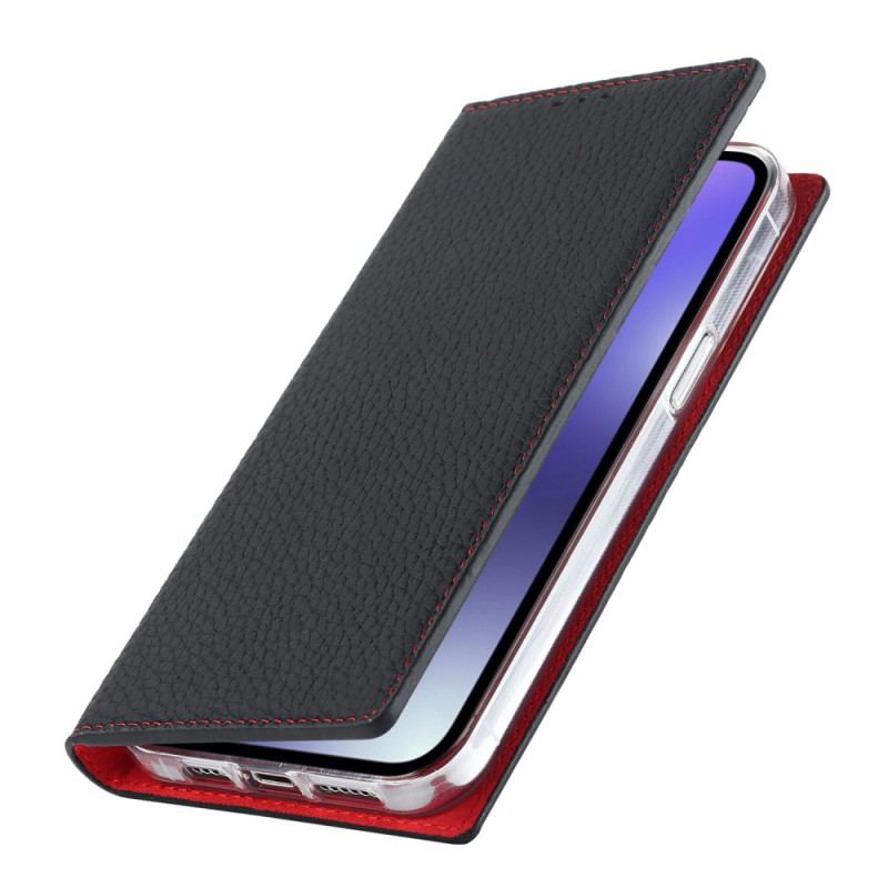 Capa De Celular Para iPhone 14 Plus De Cordão Flip Correia De Couro Litchi Genuíno