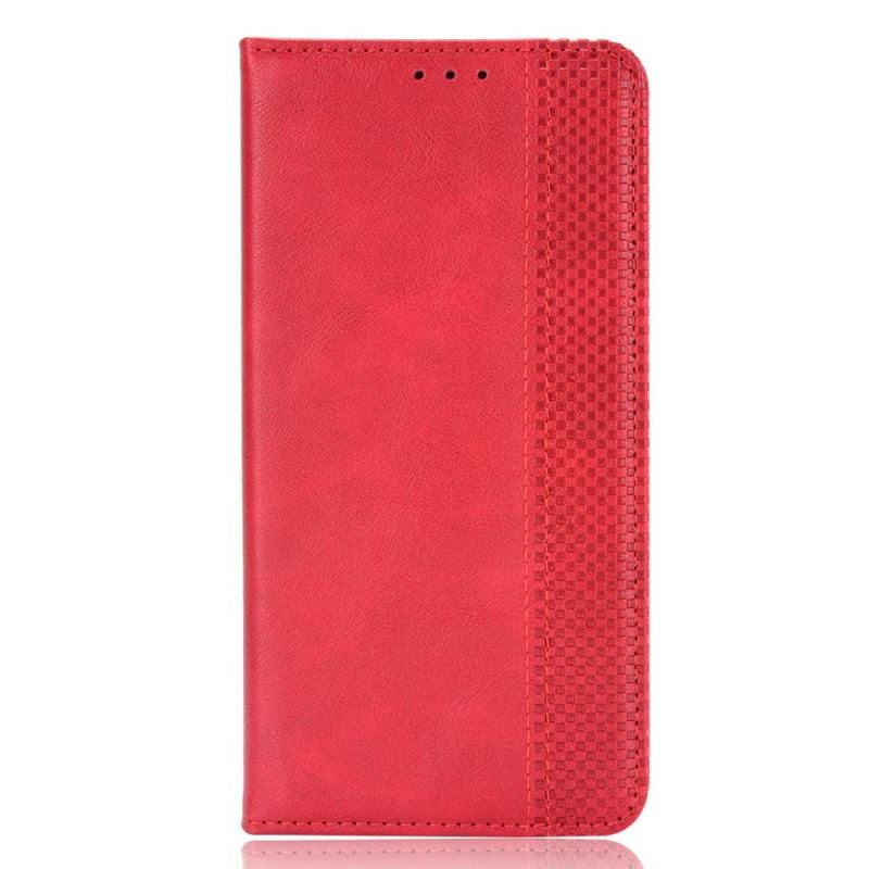 Capa De Celular Para iPhone 14 Plus Flip Efeito Couro Vintage Estilizado