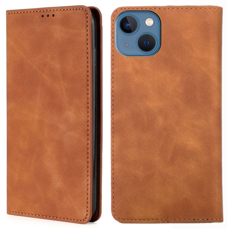 Capa De Celular Para iPhone 14 Plus Flip Elegância De Couro Sintético