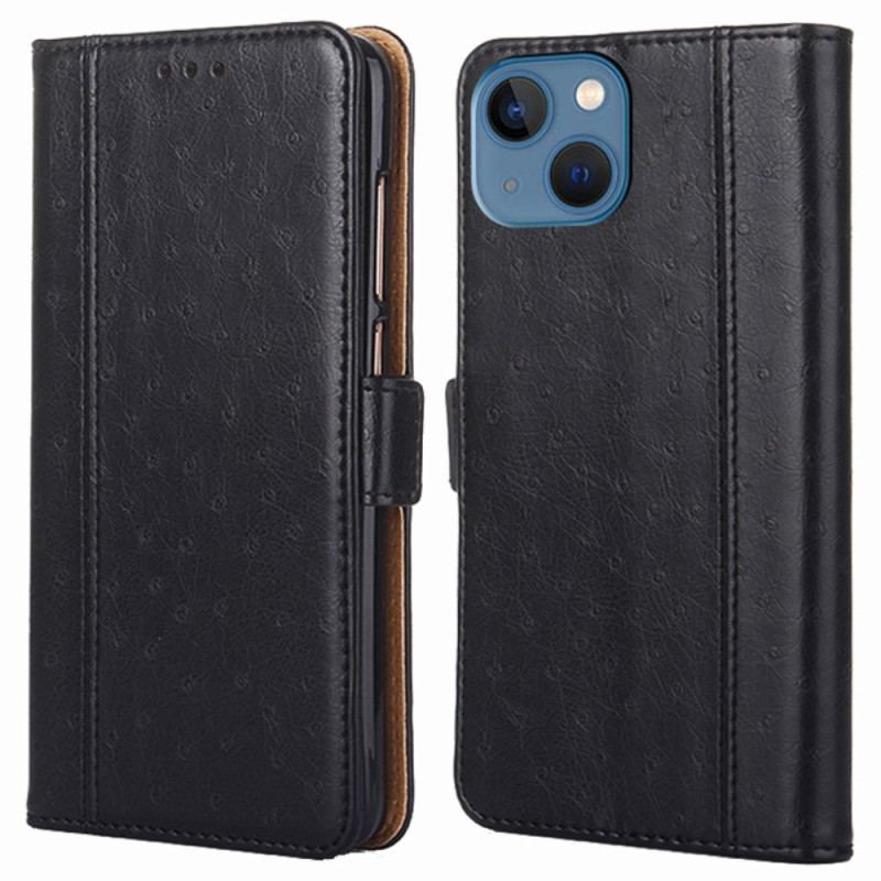 Capa De Celular Para iPhone 14 Plus Flip Estilo De Couro De Avestruz