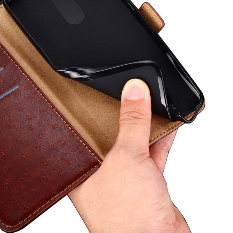 Capa De Celular Para iPhone 14 Plus Flip Estilo De Couro De Avestruz