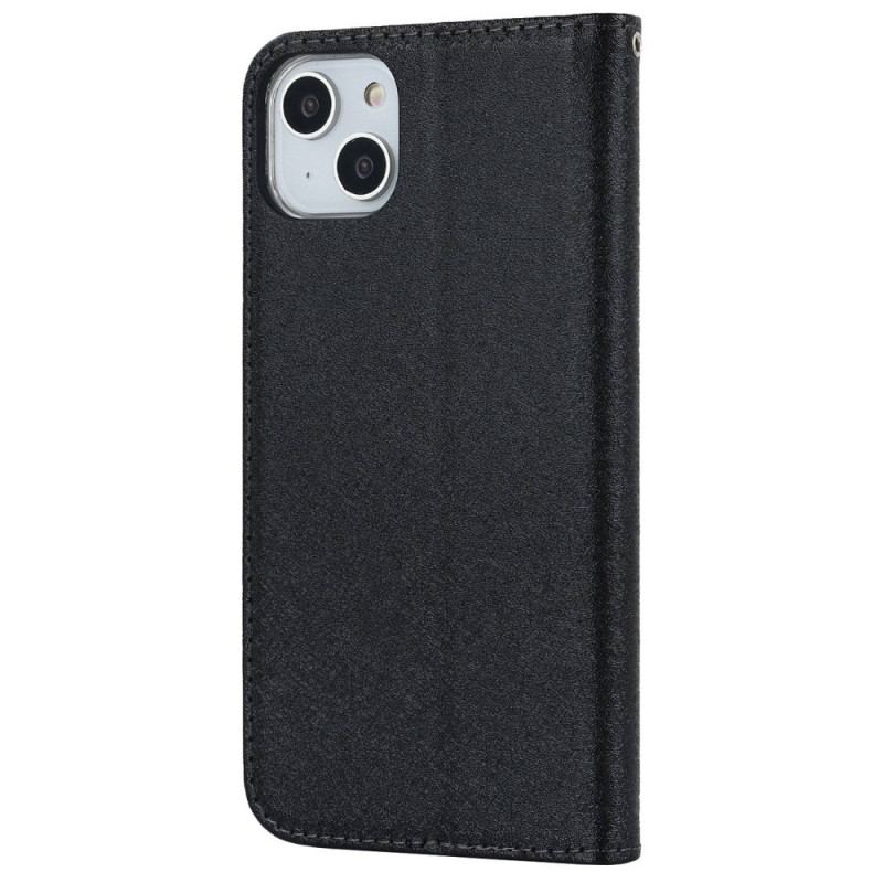 Capa De Celular Para iPhone 14 Plus Flip Estilo De Couro Macio Com Alça