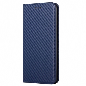 Capa De Celular Para iPhone 14 Plus Flip Fibra De Carbono Com Cordão