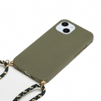 Capa De Celular Para iPhone 14 Plus Silicone Com Cordão Colorido