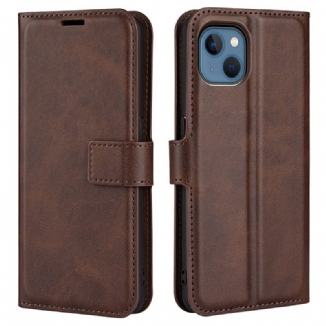 Capa De Couro Para iPhone 14 Plus Efeito De Couro Extremo Fino