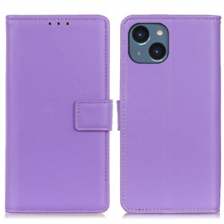 Capa De Couro Para iPhone 14 Plus Efeito Couro Simples