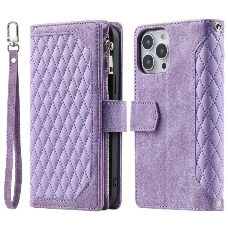 Capa De Couro Para iPhone 14 Plus Estilo Acolchoado