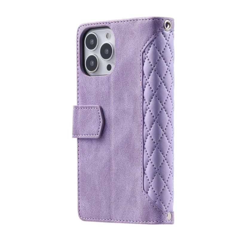 Capa De Couro Para iPhone 14 Plus Estilo Acolchoado