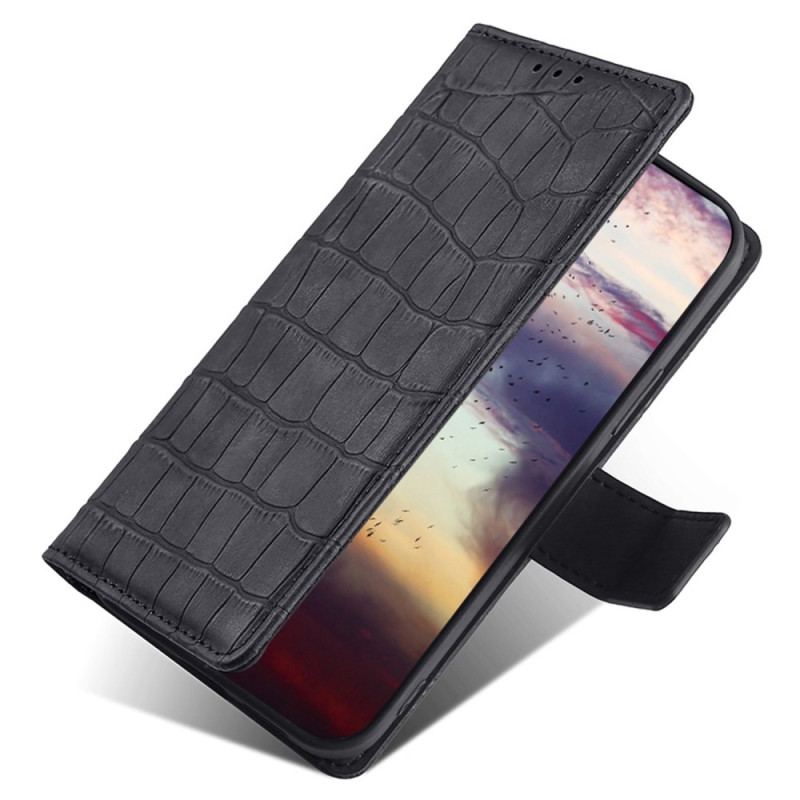 Capa De Couro Para iPhone 14 Plus Estilo De Pele De Crocodilo