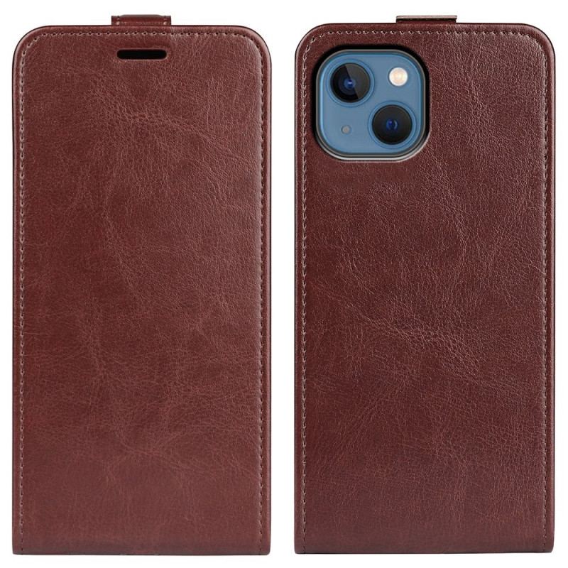 Capa De Couro Para iPhone 14 Plus Flip Aba Vertical Retrô