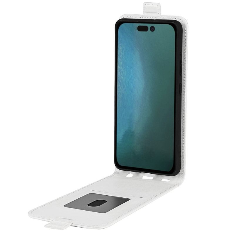 Capa De Couro Para iPhone 14 Plus Flip Aba Vertical Retrô