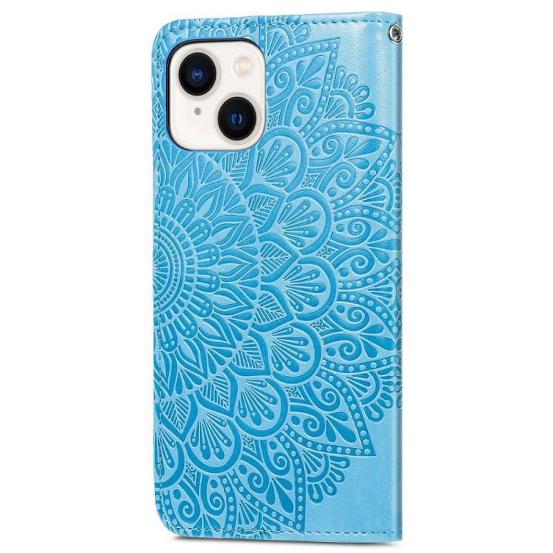 Capa De Couro Para iPhone 14 Plus Folhas Tribais