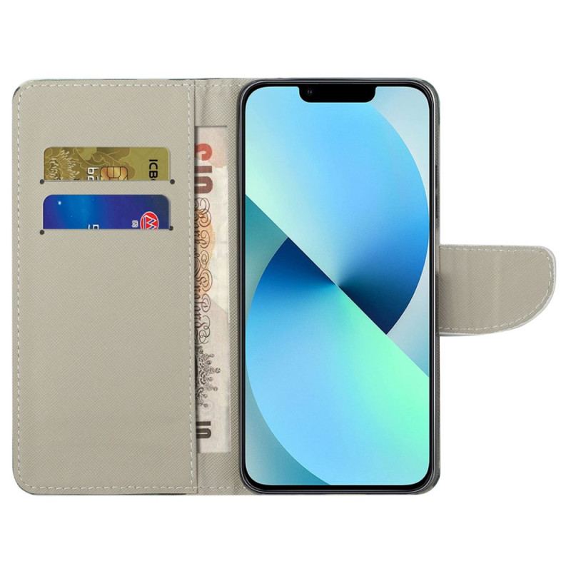 Capa De Couro Para iPhone 14 Plus Tribo Coruja