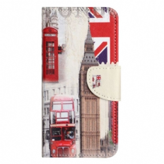 Capa De Couro Para iPhone 14 Plus Vida Em Londres