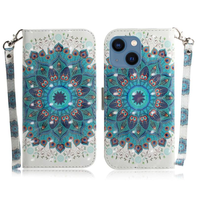 Capa Em Pele Para iPhone 14 Plus De Cordão Mandala Strappy