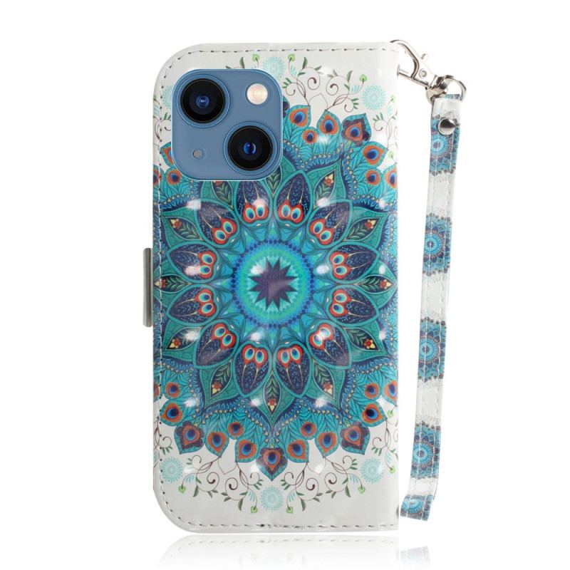 Capa Em Pele Para iPhone 14 Plus De Cordão Mandala Strappy