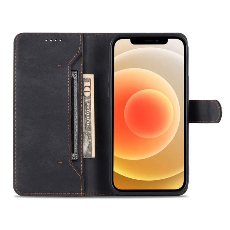 Capa Em Pele Para iPhone 14 Plus Efeito Couro Azns