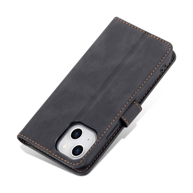 Capa Em Pele Para iPhone 14 Plus Efeito Couro Azns