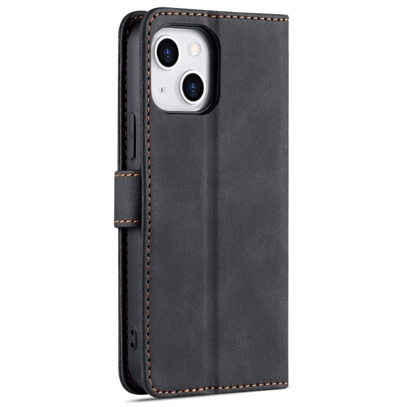 Capa Em Pele Para iPhone 14 Plus Efeito Couro Azns