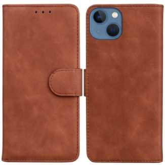 Capa Em Pele Para iPhone 14 Plus Estilo Alta Costura De Couro