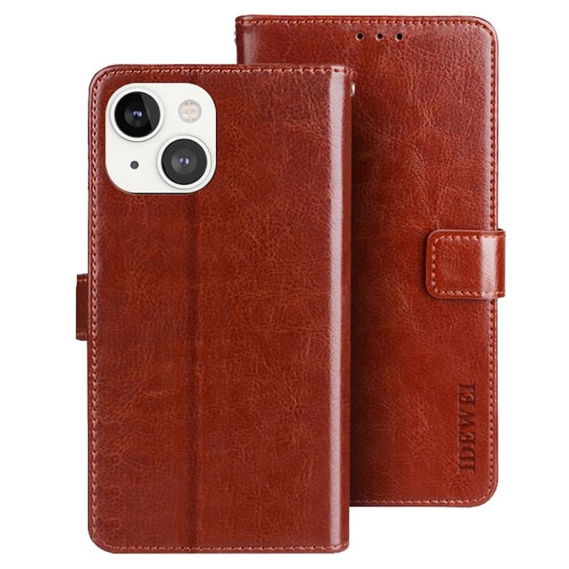 Capa Em Pele Para iPhone 14 Plus Imitação De Couro Idewei