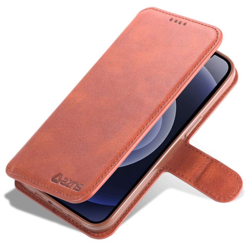 Capa Flip Para iPhone 14 Plus Azns Clássico Efeito Couro