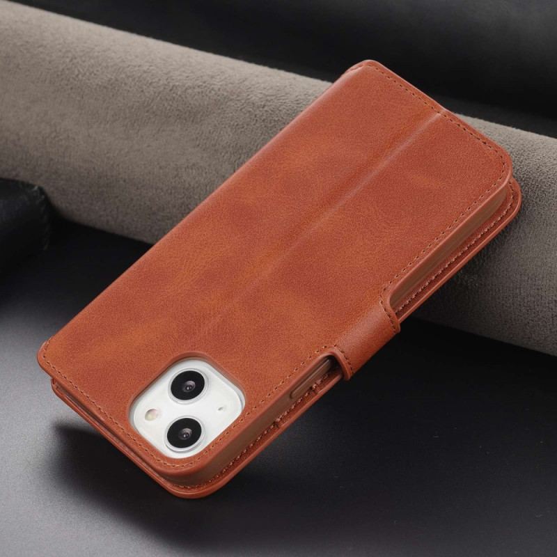 Capa Flip Para iPhone 14 Plus Azns Clássico Efeito Couro