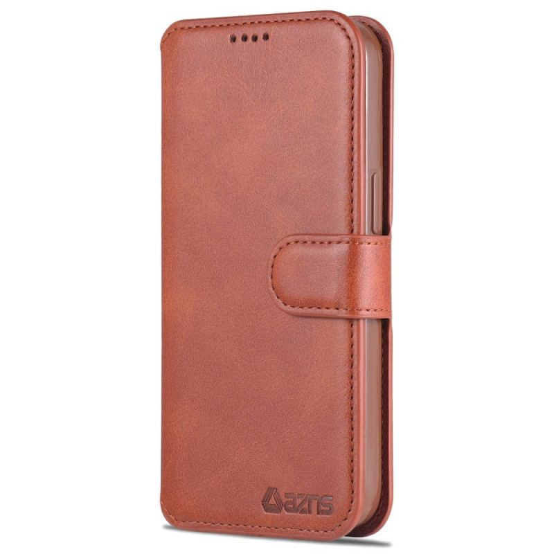 Capa Flip Para iPhone 14 Plus Azns Clássico Efeito Couro