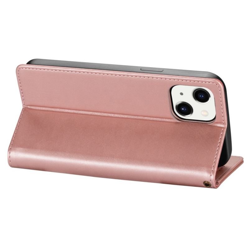 Capa Flip Para iPhone 14 Plus Bolsa Com Cordão