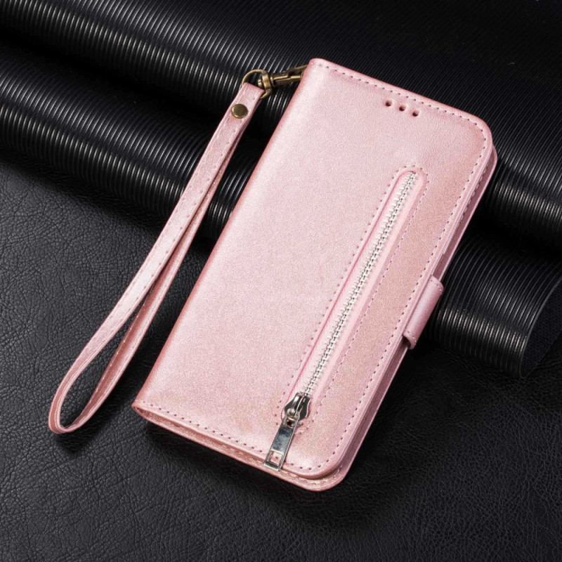 Capa Flip Para iPhone 14 Plus Bolsa Com Cordão