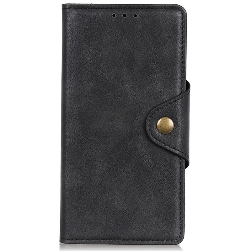 Capa Flip Para iPhone 14 Plus Botão De Couro Falso